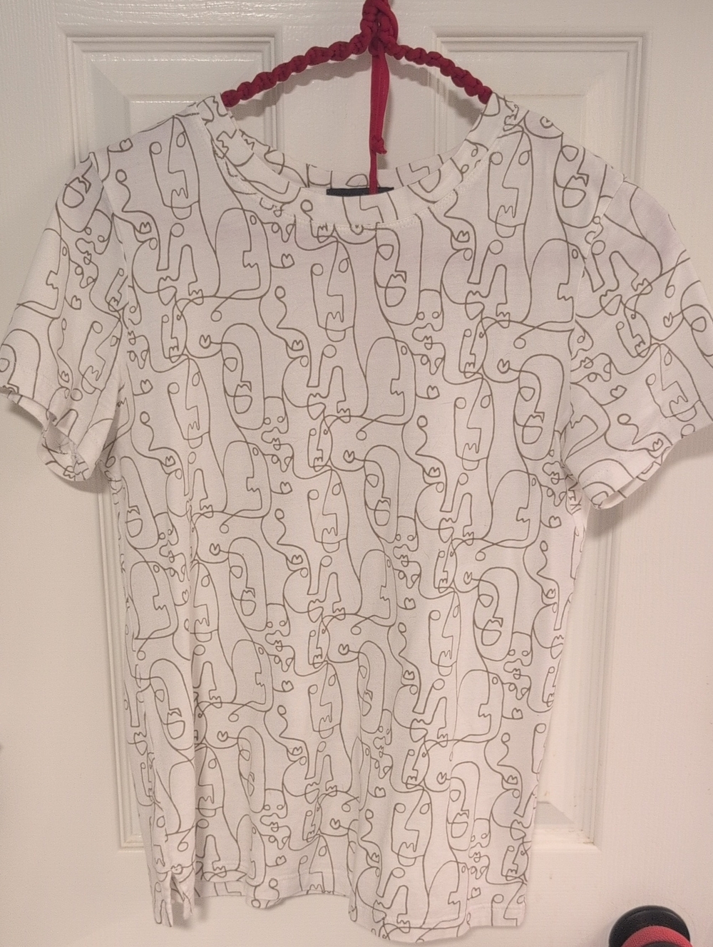 The Limited White Graphic Tee with Abstract Line Faces